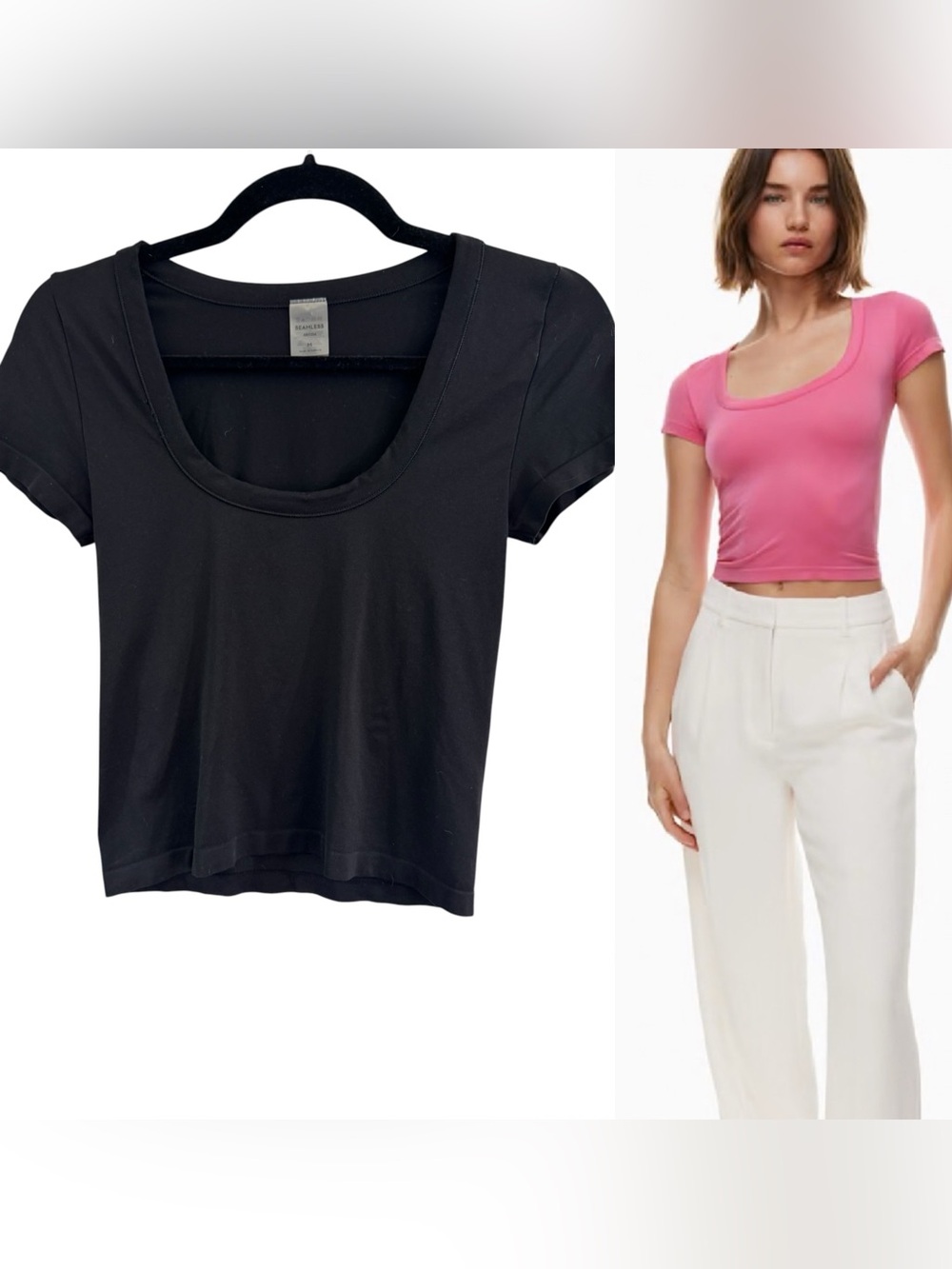 Aritzia Smooth Seamless Willow T-Shirt In Black Athletic Fit Gym Top Sz Medium